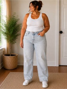American Eagle Outfitters Light Blue Rigid Straight Mom Jeans